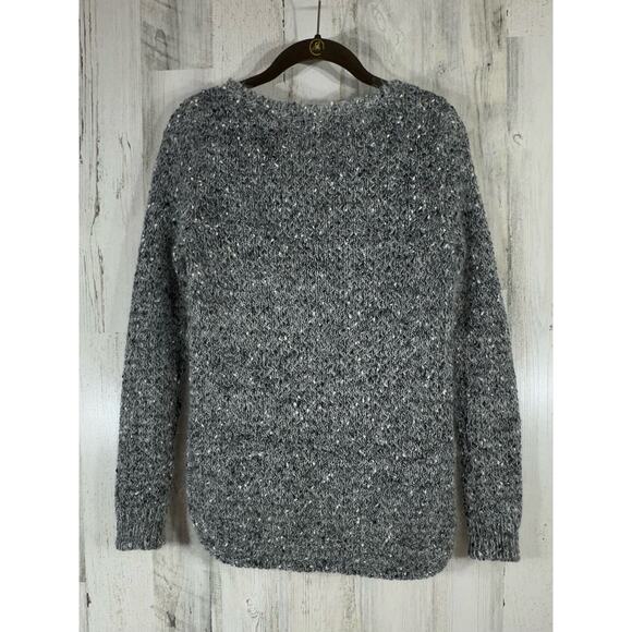 Ann Taylor Sweater Size Small (XS) Gray Marled Mohair Wool Blend Side Slits - Picture 2 of 9